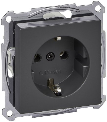 Розетка с заземлением без рамки Schneider Electric Merten Antique 1-м 16А антрацит  картинка